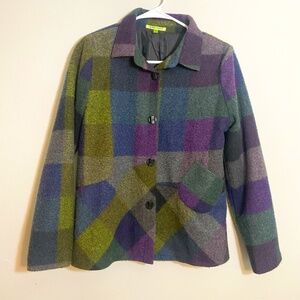 Trisha Tyler Plaid button front blazer coat light weight Size M